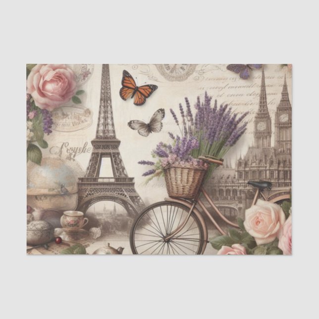 Papel De Seda Flores de bicicleta venenosas e borboletas desacop (Frente )