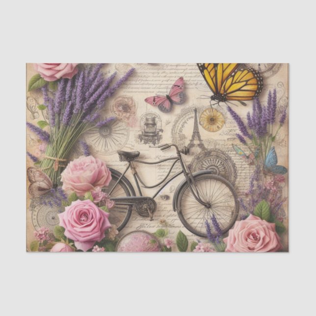 Papel De Seda Flores de bicicleta venenosas e borboletas desacop (Frente )