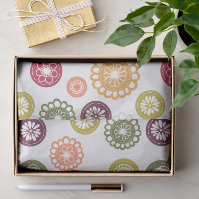 Papel De Seda Flores de Bolinhas -  (Presente)