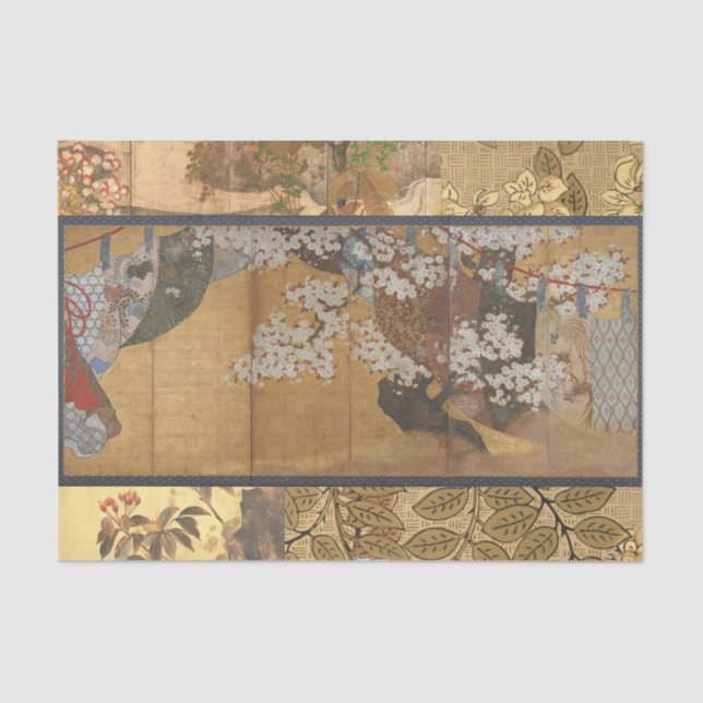 Papel De Seda Flores de Cerejeira Antigas Láteas (Frente )