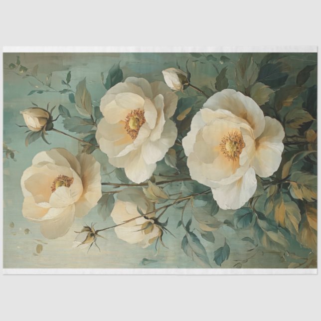 Papel De Seda Flores de Creme (Frente )