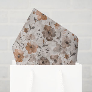 Papel De Seda Flores de Creme Laranja Marrom Aniversário