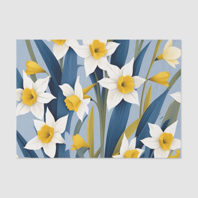 Papel De Seda Flores De Daffodil Contemporâneas (Frente )