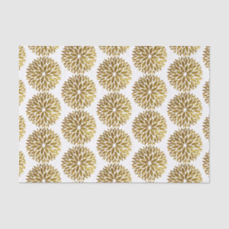Papel De Seda Flores de Dália Elegantes com Brilho Dourado em Br