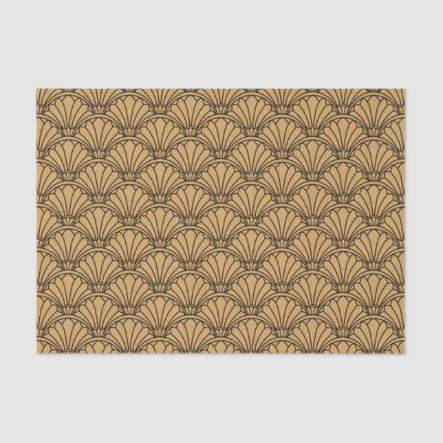 Papel De Seda Flores de Deco de Arte Dourada e Negra Motif (Frente )