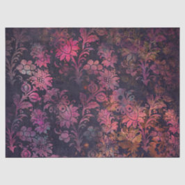 Papel De Seda Flores de Estêncil Rosa na Desmontagem Escura