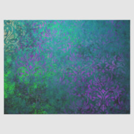 Papel De Seda Flores de Estêncil Roxo na Decoupage Verde