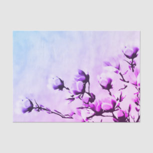 Papel De Seda Flores de florescência da cereja, azul e roxo