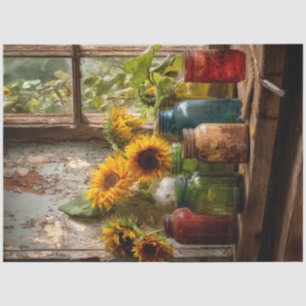 Papel De Seda Flores de Focas de Vintage Mason Jars
