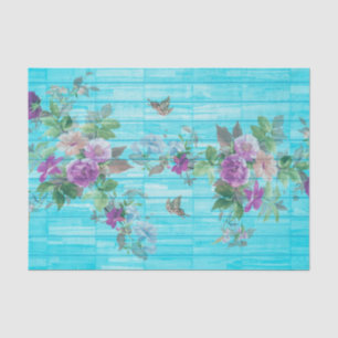 Papel De Seda Flores de Fundo Turquesa Incrivelmente Marcantes