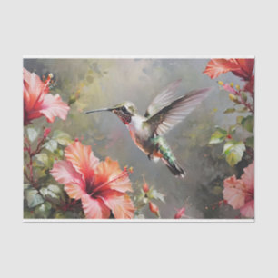 Papel De Seda Flores de Hibiscus e Decoupage de Hummingbird