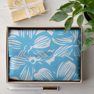 Papel De Seda Flores de Hipotrofia Botânica Celestial Azul