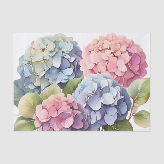 Papel De Seda Flores de Hydrangea Pastel Delicadas (Frente )