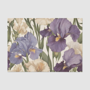 Papel De Seda Flores de íris, brancas e roxas