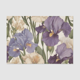 Papel De Seda Flores de íris, brancas e roxas