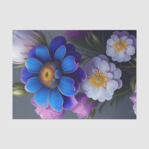 Papel De Seda Flores de Jardim de Fantasia Roxo, Azul Vibrante