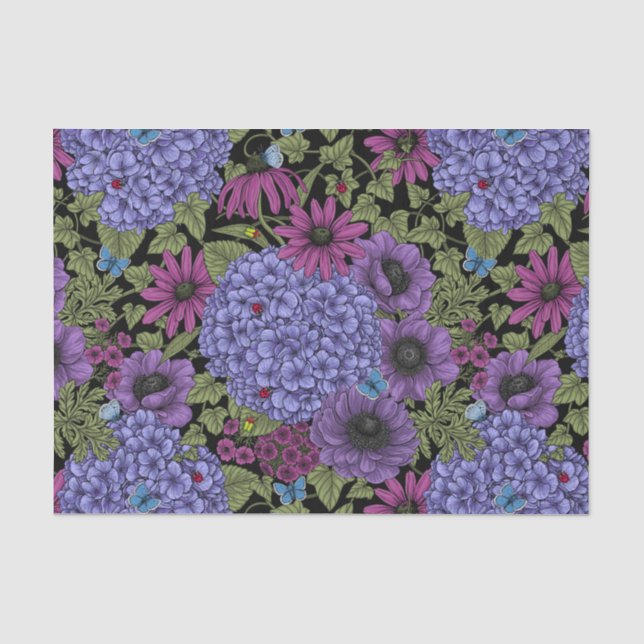 Papel De Seda Flores de jardim de negros (Frente )