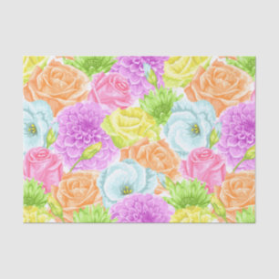 Papel De Seda Flores de Jardim de Verão de Aquarela