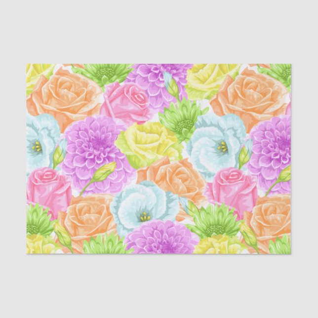Papel De Seda Flores de Jardim de Verão de Aquarela (Frente )
