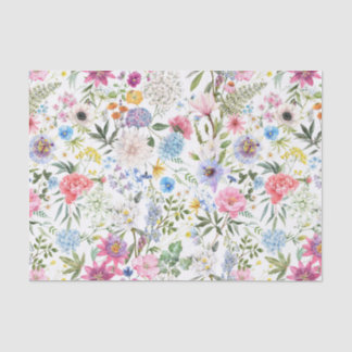 Papel De Seda Flores de Jardim Misturadas por Aquarela