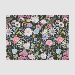 Papel De Seda Flores de Jardinagem Misturadas Pretas