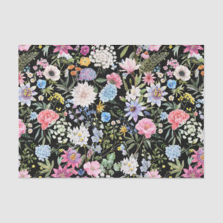 Papel De Seda Flores de Jardinagem Misturadas Pretas