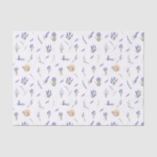 Papel De Seda Flores de Lavanda de Pastel de Aquarelas