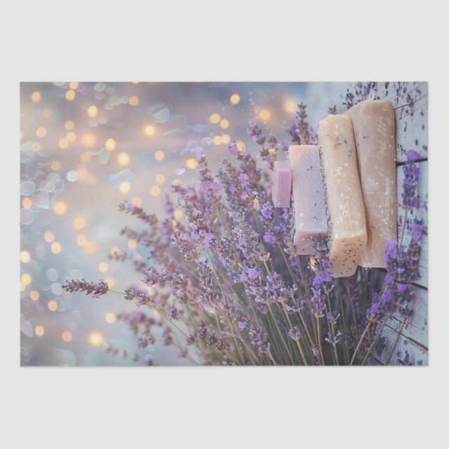 Papel De Seda Flores de lavanda e desacoplamento de sabão Spa (Frente )