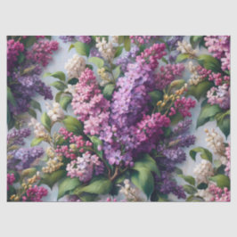 Papel De Seda Flores de Lilás Aquarela Botânica Decoupage