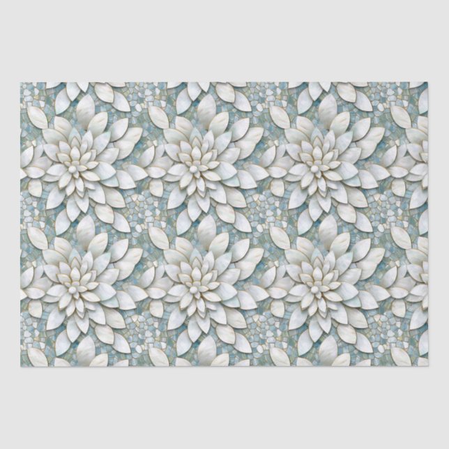 Papel De Seda Flores de Lótus Brancas Azuis Casamento (Frente )