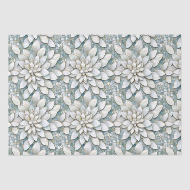 Papel De Seda Flores de Lótus Brancas Casamento Azul (Frente )