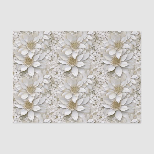 Papel De Seda Flores de Lótus Brancas Douradas Casamento (Frente )