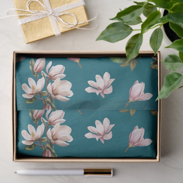 Papel De Seda Flores de Magnólia do Sul  (Presente)