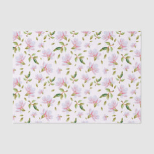 Papel De Seda Flores De Magnólia Rosa De Aquarela