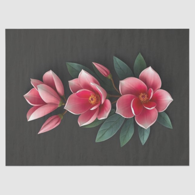 Papel De Seda Flores de Magolia Rosa (Frente )