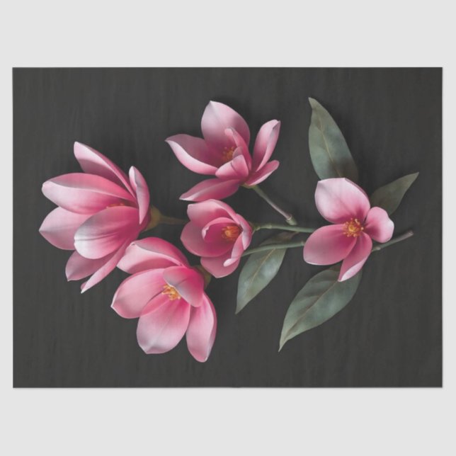 Papel De Seda Flores de Magolia Rosa (Frente )