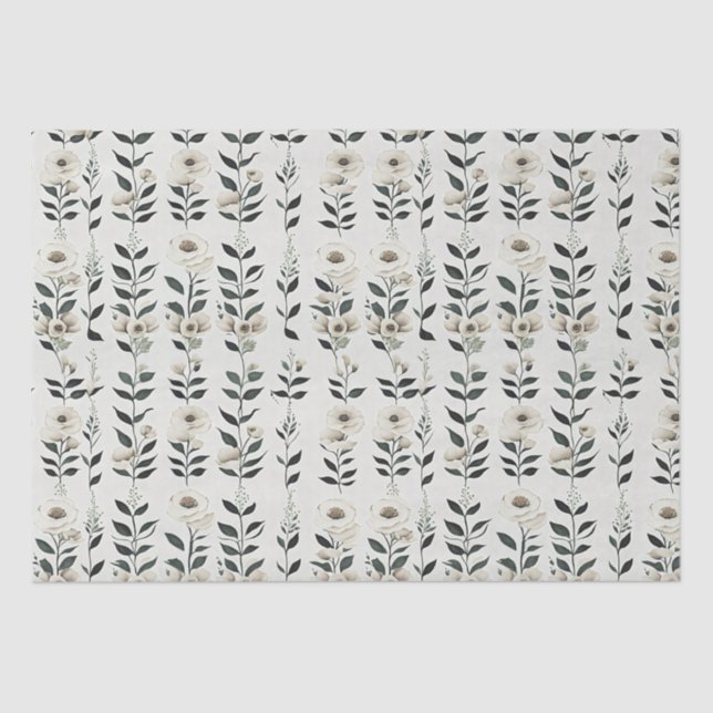 Papel De Seda Flores de Marfim Elegantes (Frente )