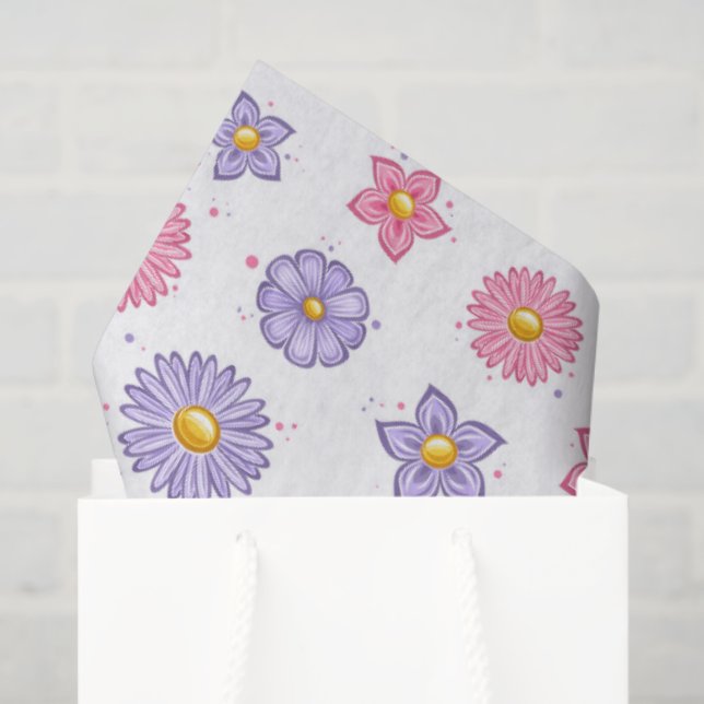 Papel De Seda Flores de Margarida  (Sacola de presentes)