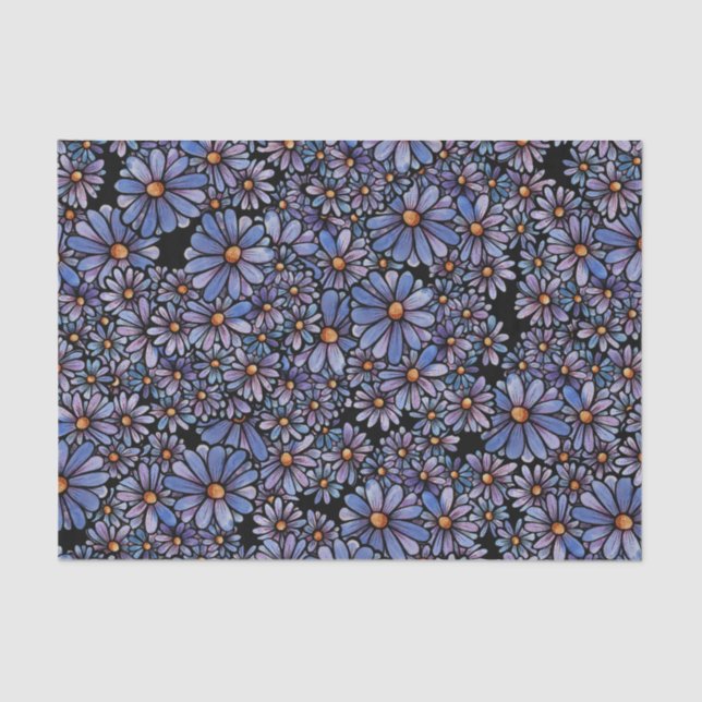 Papel De Seda Flores de margarida roxas (Frente )