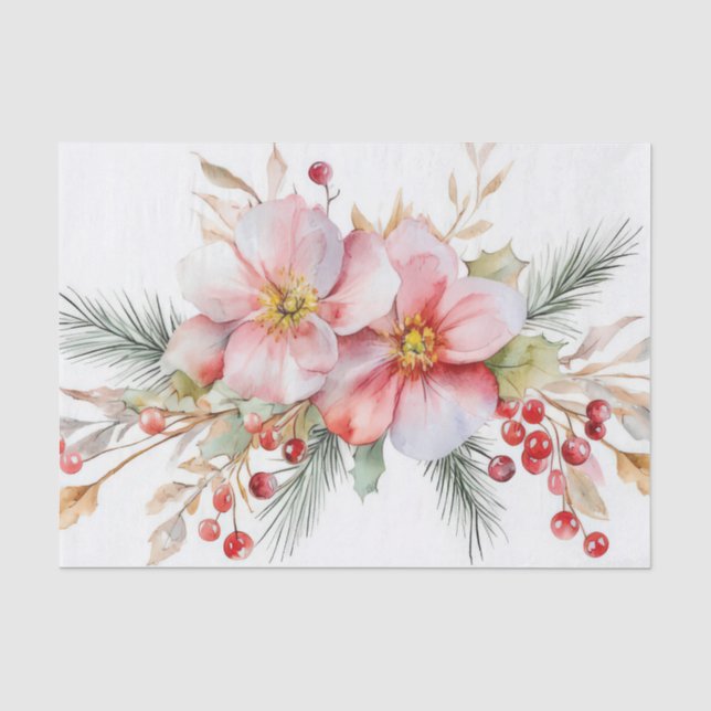 Papel De Seda Flores de Natal Coloridas (Frente )