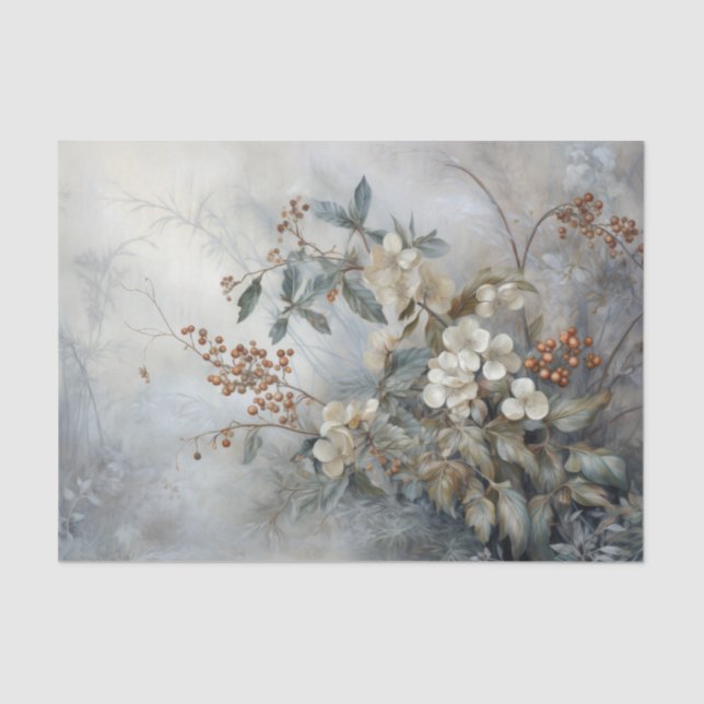 Papel De Seda Flores de Natal Holly Berry na Rua de Inverno (Frente )