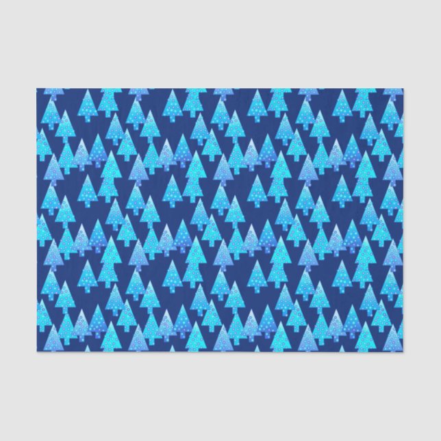 Papel De Seda Flores de Natal modernas - azul profundo (Frente )