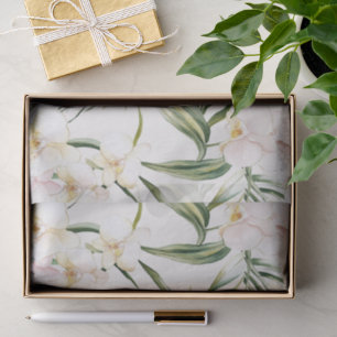 Papel De Seda Flores de Orquídea Branca Tropical Chuva de Noiva
