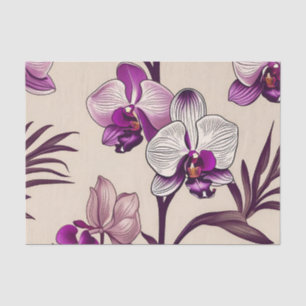 Papel De Seda Flores De Orquídeas Roxas