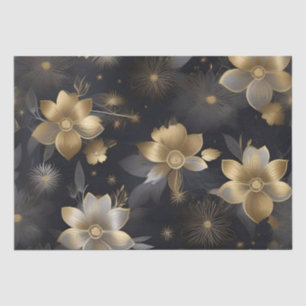 Papel De Seda Flores de Ouro e Prata Decoupage /