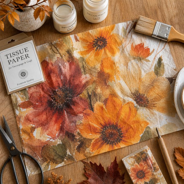 Papel De Seda Flores de Outono em Aquarela  (Criador carregado)