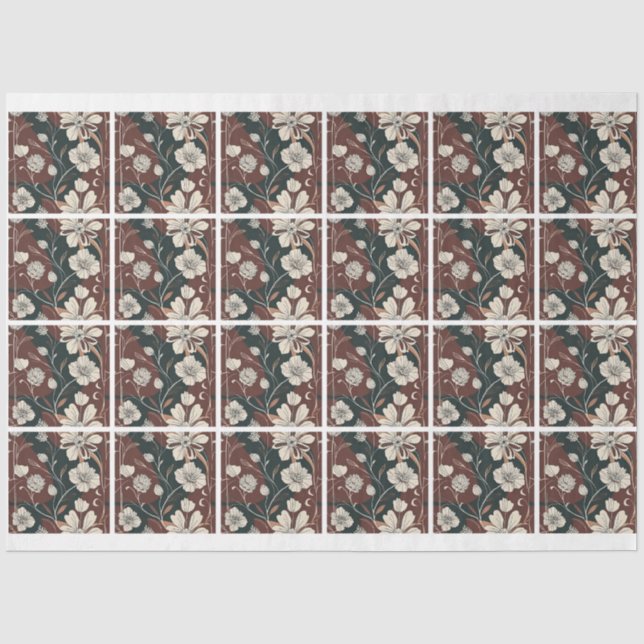 Papel De Seda Flores de Outono Noir Decoupage em Azulejos (Frente )