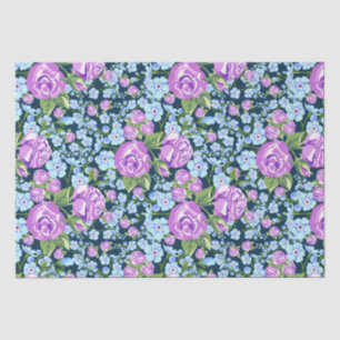 Papel De Seda Flores de Padrão Floral no Sangue do Cheio com Púr