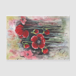 Papel De Seda Flores De Papoila Em Aquarela