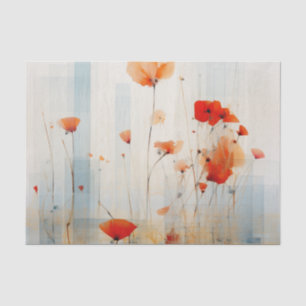 Papel De Seda Flores de Papoula Abstratas em Estilo Geométrico M